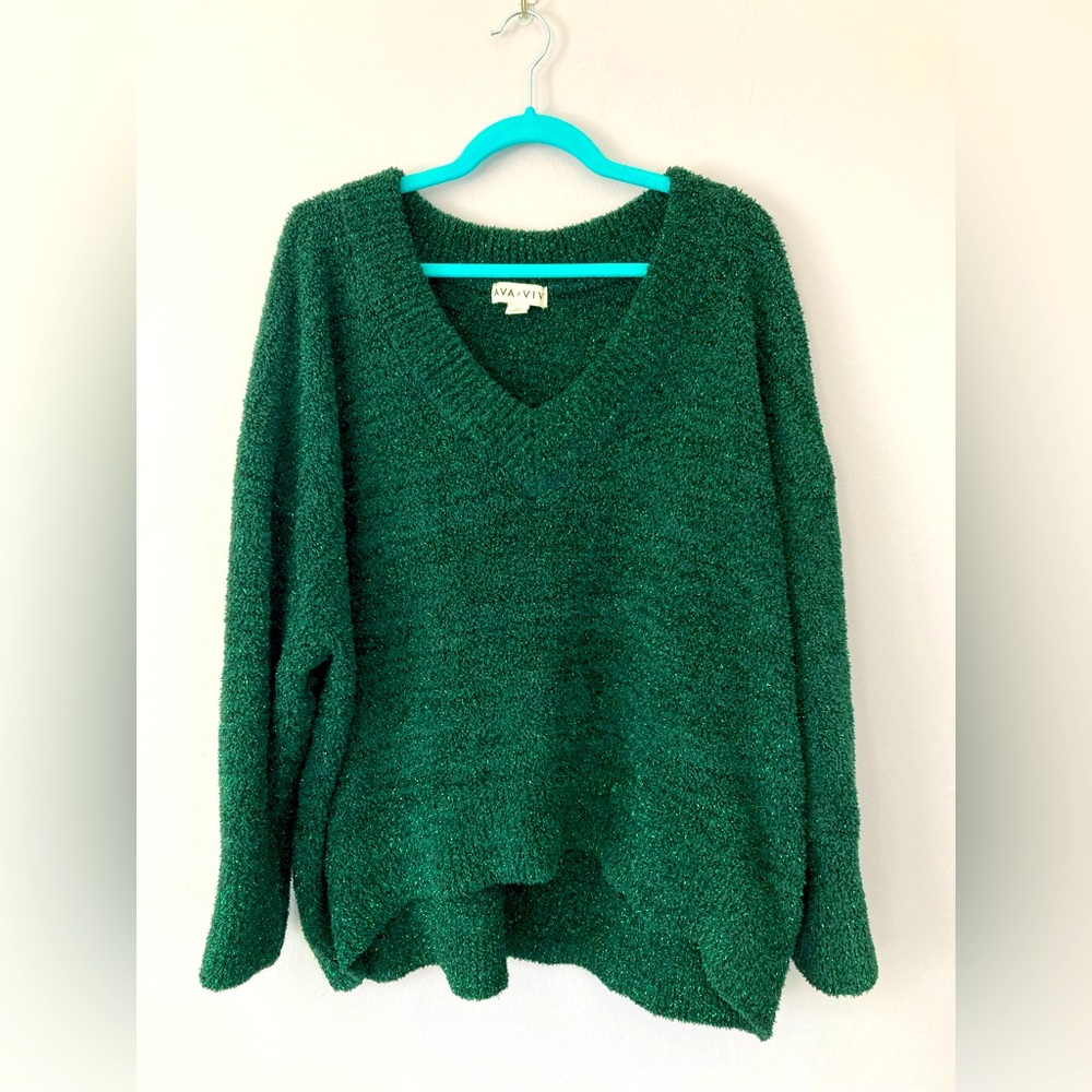 Ava & Viv Women's Plus Size V-Neck Sweater